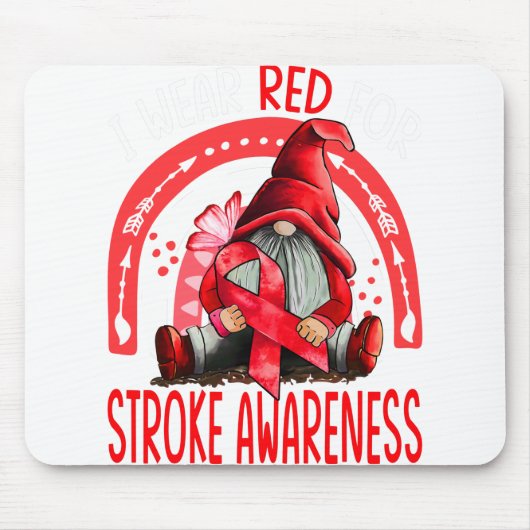 Rainbow I Wear Red Stroke Awareness Gnomes Mousepad (Vorne)