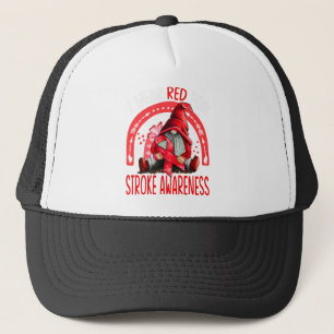 Rainbow I Wear Red Stroke Awareness Gnomes Truckerkappe