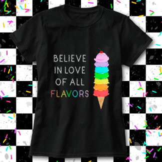 Rainbow Ice Cream LGBT Liebe Diversity Prix Black T-Shirt
