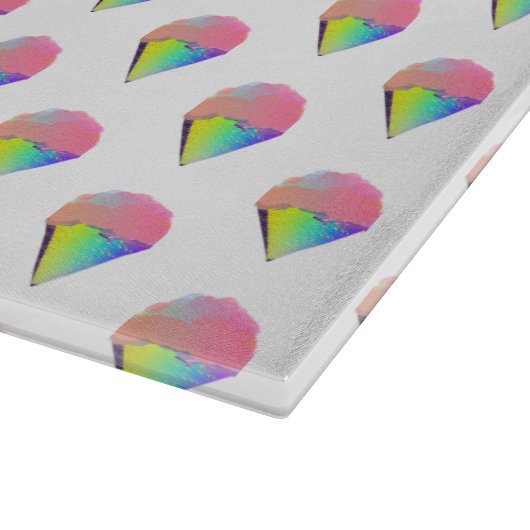 Rainbow Ice Creme Cone Glass Cutting Board Schneidebrett (Ecke)