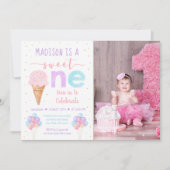 Rainbow Ice Creme Erster Geburtstag Einladung (Vorderseite)