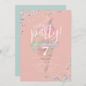 Rainbow Ice Creme Let's Party Birthday Einladung (Vorne/Hinten)