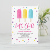 Rainbow Ice Pop Let's Chill Summer Birthday Einladung (Stehend Vorderseite)