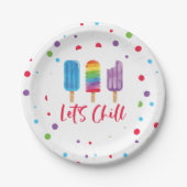 Rainbow Ice Pop Let's Chill Summer Birthday Pappteller (Vorderseite)