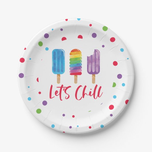 Rainbow Ice Pop Let's Chill Summer Birthday Pappteller (Vorderseite)