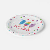 Rainbow Ice Pop Let's Chill Summer Birthday Pappteller (Schrägansicht)
