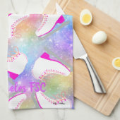 Rainbow Ice Skaten Muster Personalisiert  Geschirrtuch (Viertel Falte)