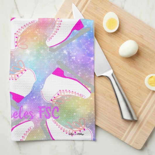 Rainbow Ice Skaten Muster Personalisiert Geschirrtuch (Viertel Falte)