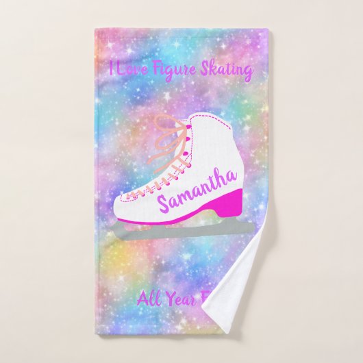 Rainbow Ice Skaten Personalisiert Abbildung Skater Handtuch (Handtuch)