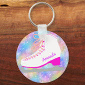 Rainbow Ice Skaten Personalisiert Abbildung Skater Schlüsselanhänger (Vorderseite)