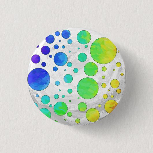 Rainbow Icy Polka Dot Pattern Button (Vorderseite)
