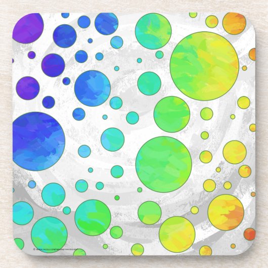 Rainbow Icy Polka Dot Pattern Getränkeuntersetzer (Vorderseite)
