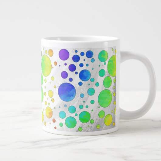 Rainbow Icy Polka Dot Pattern Jumbo-Tasse (Rechts)