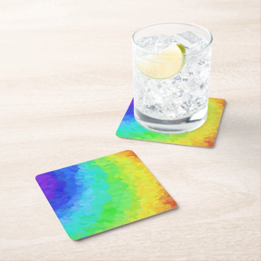 Rainbow Icy Rechteckiger Pappuntersetzer (Vor Ort)