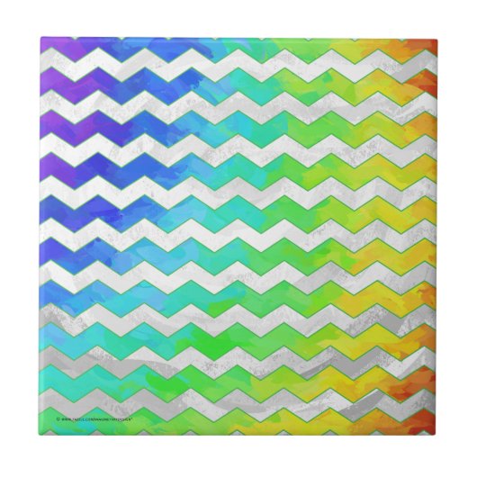 Rainbow Icy Zickzack Pattern Fliese (Vorderseite)