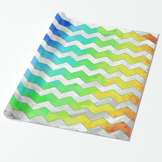 Rainbow Icy Zickzack Pattern Geschenkpapier (Ungerollt)