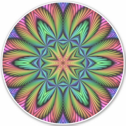 Rainbow Illusion Mandala Aufkleber (Vorderseite)