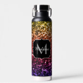 Rainbow-Imitate Glitzer-Glitzern farbig Monogramm Trinkflasche (Vorne)