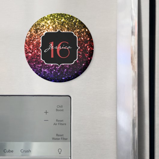 Rainbow Imitate Glitzer Glitzern Sweet 16 Magnet (In Situ (Kühlschrank))