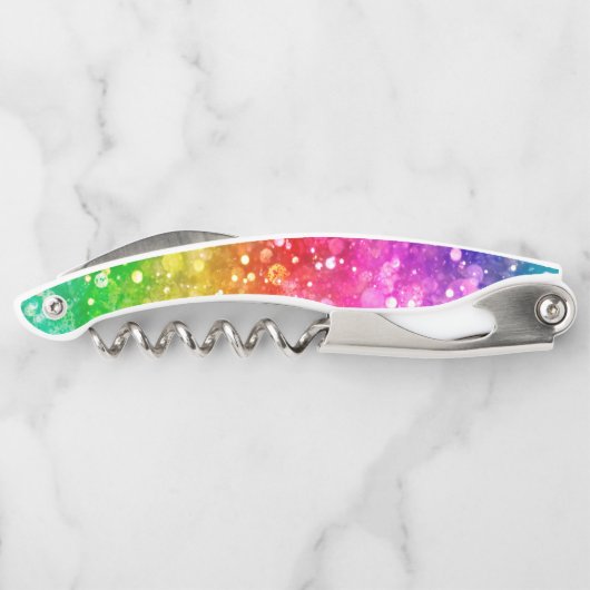 Rainbow-Imitate Glitzer Kellnermesser (Rückseite)