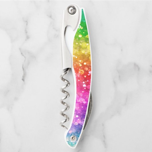 Rainbow-Imitate Glitzer Kellnermesser (Vorderseite)