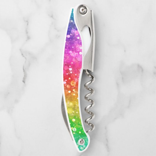 Rainbow-Imitate Glitzer Kellnermesser (Rückseite)