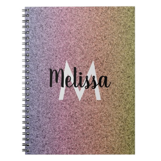 Rainbow-Imitate Glitzer-Muster Notizblock (Vorderseite)