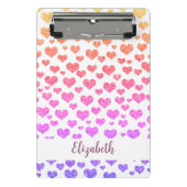 Rainbow Imitats Glitzer Herz Bright Farbige Custom Mini Klemmbrett (Vorderseite)