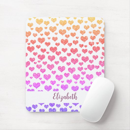 Rainbow Imitats Glitzer Herz Bright Farbige Custom Mousepad (Mit Mouse)