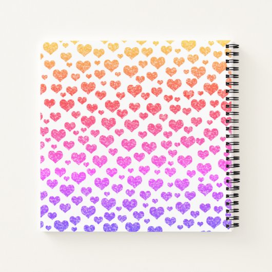 Rainbow Imitats Glitzer Herz Bright Farbige Custom Notizblock (Rückseite)