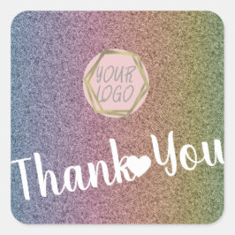 Rainbow Imitats Glitzer Nail Hair Business Logo Quadratischer Aufkleber