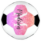 Rainbow Imitats Glitzer Script Monogram Personalis Fußball (Gedreht)