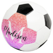 Rainbow Imitats Glitzer Script Monogram Personalis Fußball (Dreiviertel)