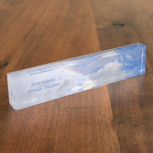 "RAINBOW IN CLOUDS" DESK NAMEPLATE NAMENSPLAKETTE