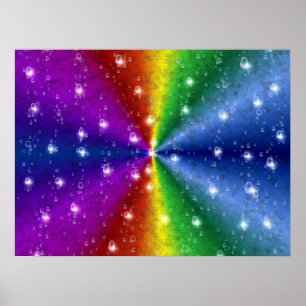 rainbow in elephant skin leatheroptik & raindrops poster