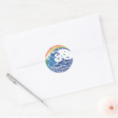Rainbow in Hawaii: Waves, Life Runder Aufkleber (Umschlag)