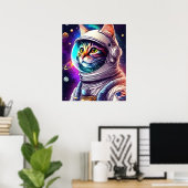 Rainbow in Space Cat, Astronautin Katze Digitale K Poster (Heimbüro)