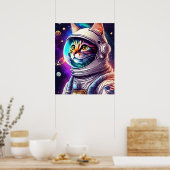 Rainbow in Space Cat, Astronautin Katze Digitale K Poster (Küche)