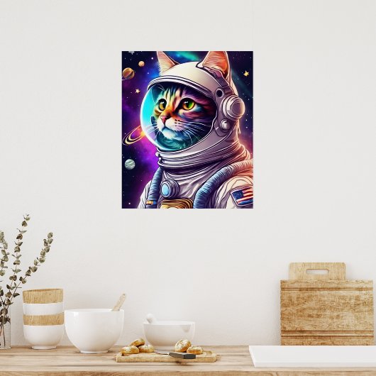 Rainbow in Space Cat, Astronautin Katze Digitale K Poster (Küche)