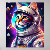Rainbow in Space Cat, Astronautin Katze Digitale K Poster (Vorne)