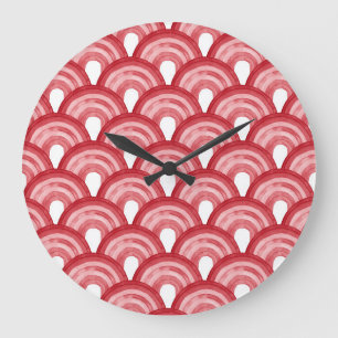 Rainbow in watercolor - Red Pattern Große Wanduhr