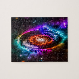 Rainbow Indigo Spiral Galaxy im Weltraum Puzzle