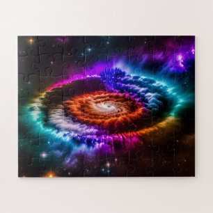 Rainbow Indigo Spiral Galaxy in Universe Puzzle