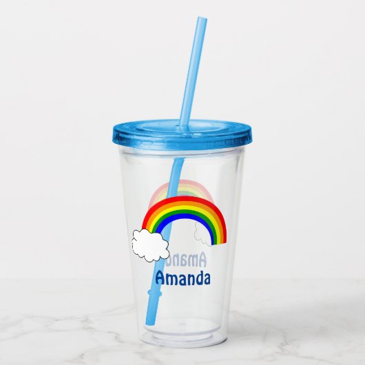 Rainbow Individuelle Name Acryltrinkbecher (Rückseite)