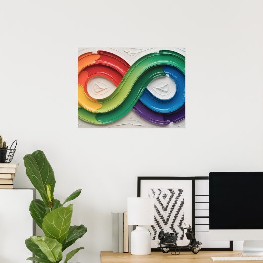 Rainbow Infinity Autismus Symbol Abstrakte Kunst Poster (Heimbüro)
