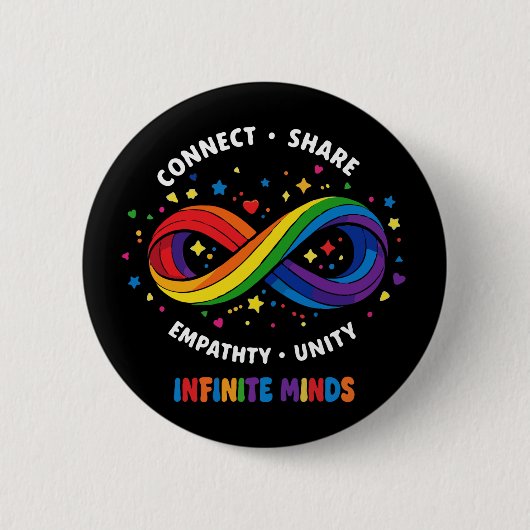 Rainbow-Infinity Neurodiversitäts-Symbol - Unendli Button (Vorderseite)