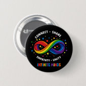 Rainbow-Infinity Neurodiversitäts-Symbol - Unendli Button (Vorne & Hinten)