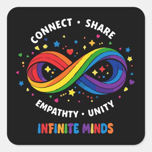 Rainbow-Infinity Neurodiversitäts-Symbol - Unendli Quadratischer Aufkleber (Vorderseite)