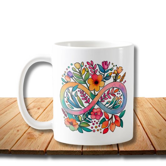 Rainbow Infinity Watercolor Blume Autismus Kaffeetasse