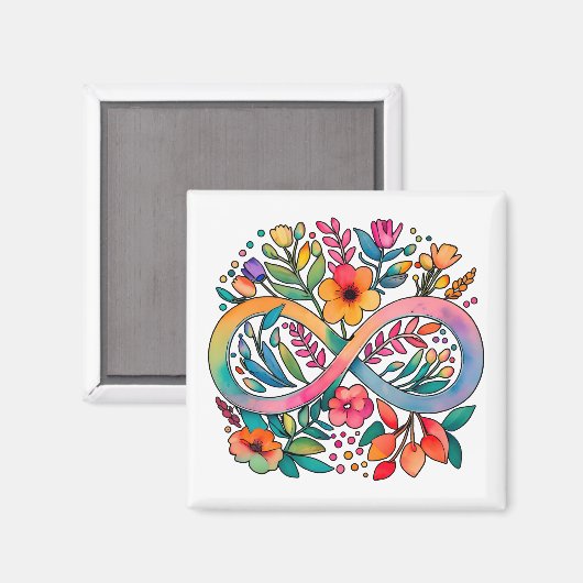 Rainbow Infinity Watercolor Blume Autismus Magnet (Vorderseite/Rückseite)